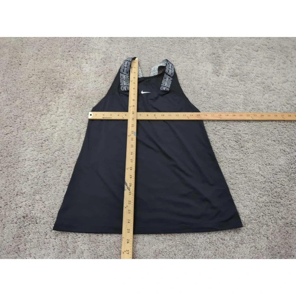 Nike Pro Tank Top Womens S Black Racerback Logo Dri-Fit Athletic Gym Training‎